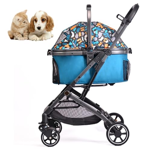 RUYICZB Tragbarer Reisebuggy, Faltbarer Haustierbuggy 3-in-1 für kleine Hunde und Katzen mit Abnehmbarer Tragetasche, Leichter Haustierbuggy mit atmungsaktivem Netz,Blau RUYICZB Tragbarer Reisebuggy, Faltbarer Haustierbuggy 3-in-1 für kleine Hunde und Katzen mit Abnehmbarer Tragetasche, Leichter Haustierbuggy mit atmungsaktivem Netz,Blau von RUYICZB
