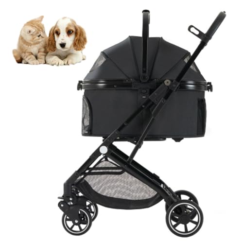 RUYICZB Tragbarer Reisebuggy, Faltbarer Haustierbuggy 3-in-1 für kleine Hunde und Katzen mit Abnehmbarer Tragetasche, Leichter Haustierbuggy mit atmungsaktivem Netz,Schwarz RUYICZB Tragbarer Reisebuggy, Faltbarer Haustierbuggy 3-in-1 für kleine Hunde und Katzen mit Abnehmbarer Tragetasche, Leichter Haustierbuggy mit atmungsaktivem Netz,Schwarz von RUYICZB