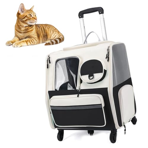 RUYICZB Tragerucksack für Haustiere mit Rädern, rollende Katzen-Reisetrage mit atmungsaktivem Netz und Teleskopgriff, Hundetrage für kleine Hunde,Schwarz RUYICZB Tragerucksack für Haustiere mit Rädern, rollende Katzen-Reisetrage mit atmungsaktivem Netz und Teleskopgriff, Hundetrage für kleine Hunde,Schwarz von RUYICZB