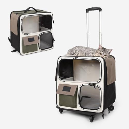 RUYICZB Tragerucksack für Haustiere mit Rädern, rollende Reisetrage für Haustiere mit leisen Rädern und atmungsaktivem Netzgewebe, Tragerucksack für Katzen RUYICZB Tragerucksack für Haustiere mit Rädern, rollende Reisetrage für Haustiere mit leisen Rädern und atmungsaktivem Netzgewebe, Tragerucksack für Katzen von RUYICZB