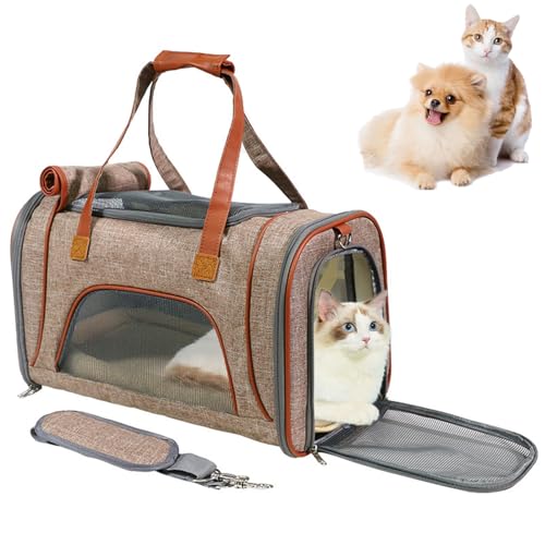 RUYICZB Transporttasche Für Katzen Hunde Mit Abnehmbarer Platte Und Matte, 5-Mesh-Tragetasche Aus Leinen Für Fluggesellschaft Genehmigt Die Reise Und Den Täglichen Gebrauch Zugelassen,Braun RUYICZB Transporttasche Für Katzen Hunde Mit Abnehmbarer Platte Und Matte, 5-Mesh-Tragetasche Aus Leinen Für Fluggesellschaft Genehmigt Die Reise Und Den Täglichen Gebrauch Zugelassen,Braun von RUYICZB