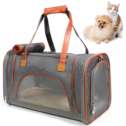 RUYICZB Transporttasche Für Katzen Hunde Mit Abnehmbarer Platte Und Matte, 5-Mesh-Tragetasche Aus Leinen Für Fluggesellschaft Genehmigt Die Reise Und Den Täglichen Gebrauch Zugelassen,Dark Grey RUYICZB Transporttasche Für Katzen Hunde Mit Abnehmbarer Platte Und Matte, 5-Mesh-Tragetasche Aus Leinen Für Fluggesellschaft Genehmigt Die Reise Und Den Täglichen Gebrauch Zugelassen,Dark Grey von RUYICZB