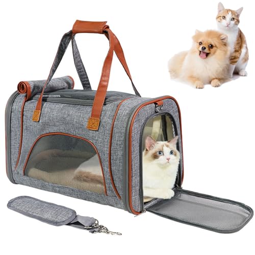 RUYICZB Transporttasche Für Katzen Hunde Mit Abnehmbarer Platte Und Matte, 5-Mesh-Tragetasche Aus Leinen Für Fluggesellschaft Genehmigt Die Reise Und Den Täglichen Gebrauch Zugelassen,Light Grey RUYICZB Transporttasche Für Katzen Hunde Mit Abnehmbarer Platte Und Matte, 5-Mesh-Tragetasche Aus Leinen Für Fluggesellschaft Genehmigt Die Reise Und Den Täglichen Gebrauch Zugelassen,Light Grey von RUYICZB