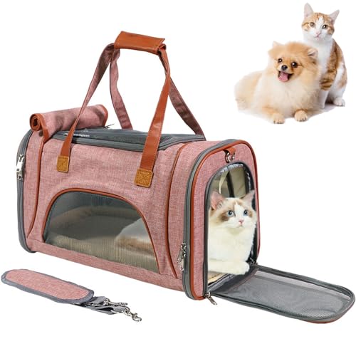 RUYICZB Transporttasche Für Katzen Hunde Mit Abnehmbarer Platte Und Matte, 5-Mesh-Tragetasche Aus Leinen Für Fluggesellschaft Genehmigt Die Reise Und Den Täglichen Gebrauch Zugelassen,Rosa RUYICZB Transporttasche Für Katzen Hunde Mit Abnehmbarer Platte Und Matte, 5-Mesh-Tragetasche Aus Leinen Für Fluggesellschaft Genehmigt Die Reise Und Den Täglichen Gebrauch Zugelassen,Rosa von RUYICZB