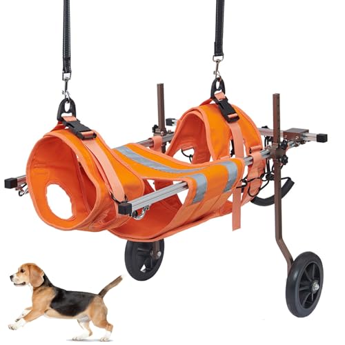 RUYICZB Verstellbarer 2-Rad-Hunderollstuhl, Kleiner Hunde-Hinterbein-Hunderollstuhl Für Behinderte Hund Hinterbeine Rehabilitation, Aluminiumlegierung Haustierrollstuhl,Orange,L von RUYICZB