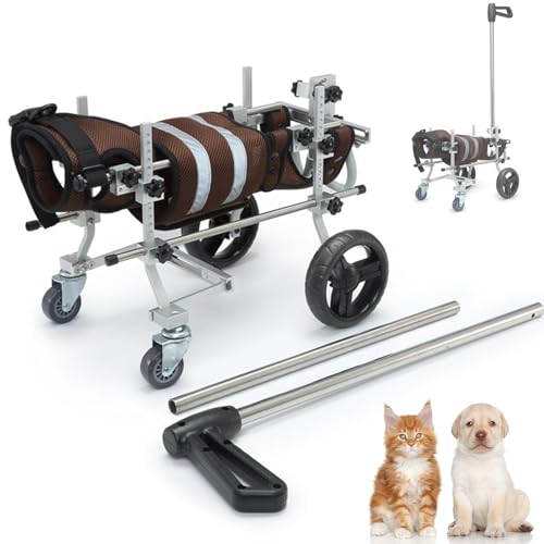 RUYICZB Verstellbarer 4-Rad-Hundewagen/Haustierrollstuhl, Hunderollstuhl Mit Voller Unterstützung, Langlebiger Und Leichter Aluminium-Hunde-Rollstuhl, Haustier-Walking-Booster,Braun RUYICZB Verstellbarer 4-Rad-Hundewagen/Haustierrollstuhl, Hunderollstuhl Mit Voller Unterstützung, Langlebiger Und Leichter Aluminium-Hunde-Rollstuhl, Haustier-Walking-Booster,Braun von RUYICZB