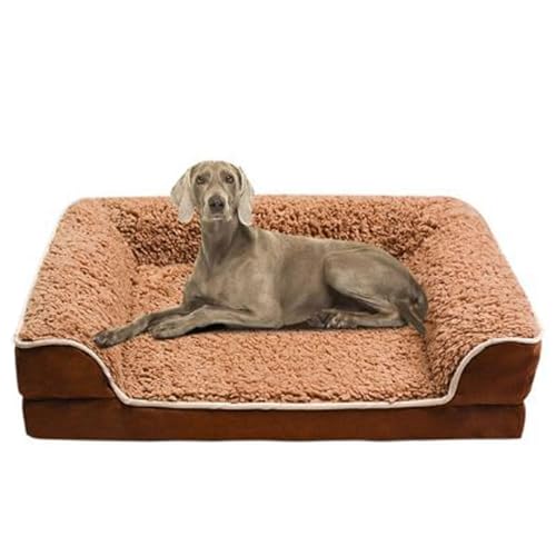RUYICZB Waschbare Hundebetten, orthopädisches Hundesofabett mit Eierschaum-Unterstützung zum Schlafen, atmungsaktives und weiches Baumwoll-Haustierbett,Braun,120x80x16cm RUYICZB Waschbare Hundebetten, orthopädisches Hundesofabett mit Eierschaum-Unterstützung zum Schlafen, atmungsaktives und weiches Baumwoll-Haustierbett,Braun,120x80x16cm von RUYICZB
