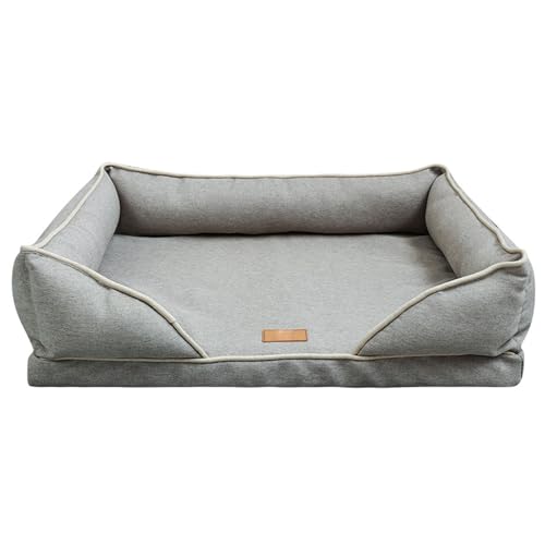 RUYICZB Waschbare orthopädische Hundebetten aus Schaumstoff, Hundecouch-Design mit abnehmbarem Bezug, Nackenrolle, Hundebett mit Rutschfester Unterseite,Grau,64x47x17cm RUYICZB Waschbare orthopädische Hundebetten aus Schaumstoff, Hundecouch-Design mit abnehmbarem Bezug, Nackenrolle, Hundebett mit Rutschfester Unterseite,Grau,64x47x17cm von RUYICZB