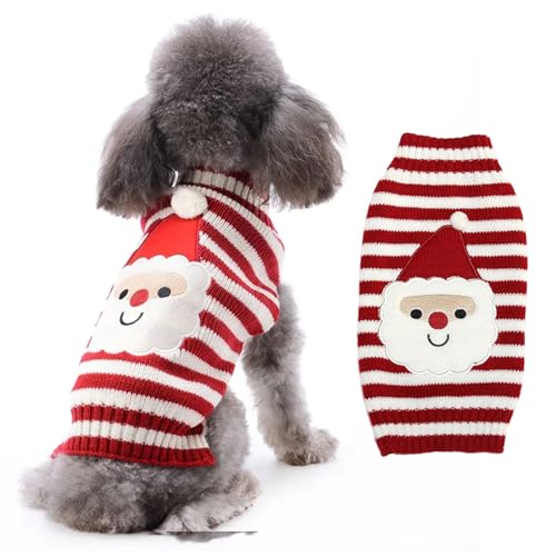 RUYICZB Weihnachten Hundepullover Für Hunde Mädchen Jungen, Haustier Gestrickt Pullover Pullover, Herbst Hundekleidung Warme Welpen Kleidung Urlaub Rollkragenpullover,Santa Claus,XL von RUYICZB