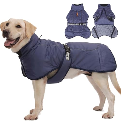 RUYICZB Winter Hundejacke Warmer Hundemantel Verstellbare Hunde Bekleidung Winddichter Reflektierende Hundeweste Mit D-Ring Wintermantel Outfit Für Mittlere Große Hunde Draussen,Blau,XL RUYICZB Winter Hundejacke Warmer Hundemantel Verstellbare Hunde Bekleidung Winddichter Reflektierende Hundeweste Mit D-Ring Wintermantel Outfit Für Mittlere Große Hunde Draussen,Blau,XL von RUYICZB