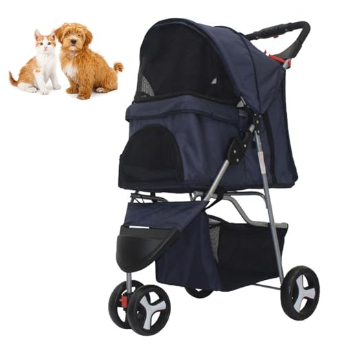 RUYICZB Zusammenklappbarer Reise Kinderwagen, Katzen-/Hundekäfig Kinderwagen mit atmungsaktivem und sichtbarem Netz, Leichter Haustierkinderwagen für kleine Hunde und Katzen,Blau RUYICZB Zusammenklappbarer Reise Kinderwagen, Katzen-/Hundekäfig Kinderwagen mit atmungsaktivem und sichtbarem Netz, Leichter Haustierkinderwagen für kleine Hunde und Katzen,Blau von RUYICZB