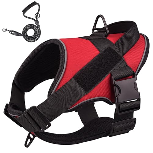 RUYICZB Taktisches Hundegeschirr, Hunde Brustgeschirr Hundeweste Für Große/Mittlere Hunde No Pull Sicherheitsgeschirr Mit 1 Komfortgriff Und 2 D-Ring Atmungsaktiv Hundeharness,Rot,XL RUYICZB Taktisches Hundegeschirr, Hunde Brustgeschirr Hundeweste Für Große/Mittlere Hunde No Pull Sicherheitsgeschirr Mit 1 Komfortgriff Und 2 D-Ring Atmungsaktiv Hundeharness,Rot,XL von RUYICZB