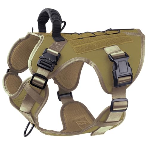 Taktisches Hundegeschirr, Taktische Hundegeschirrweste Mit Griff & D-Ring Aus Nylon Für Mittlere & Große Hunde Atmungsaktives Verstellbare Vest Für Jagd Training Freizeit Outdoor,Khaki,L von RUYICZB