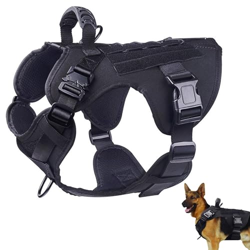 Taktisches Hundegeschirr, Taktische Hundegeschirrweste Mit Griff & D-Ring Aus Nylon Für Mittlere & Große Hunde Atmungsaktives Verstellbare Vest Für Jagd Training Freizeit Outdoor,Schwarz,XL von RUYICZB