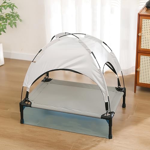Erhöhtes Hundebett mit Baldachin und abnehmbarem Sonnenschutzzelt, Hundebett für draußen mit UV-Schutz-Baldachin, tragbares erhöhtes Haustierbett für Katzen und Hunde Gray,65 * 66cm Erhöhtes Hundebett mit Baldachin und abnehmbarem Sonnenschutzzelt, Hundebett für draußen mit UV-Schutz-Baldachin, tragbares erhöhtes Haustierbett für Katzen und Hunde Gray,65 * 66cm von RVGVPMAMTZ