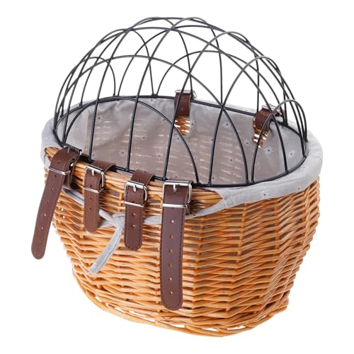 RWAJZAX Rattan Korb Gewebtes Vorderrad Mit Verstellbarem Gürtel Gewebtes Rattan Speicherbike Wicker Vorne von RWAJZAX