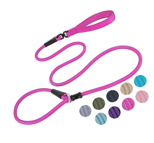 Retrieverleine, Hundeleine, starkes Nylonseil, Anti-Ersticken, Anti-Ziehen, Trainingsleine für kleine, mittelgroße und große Hunde, Fuchsia, 1,27 cm x 1,8 m von RWPQNG