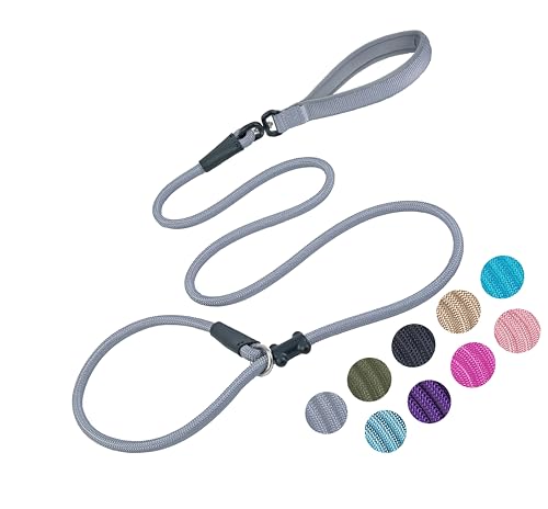 Retrieverleine, Hundeleine, starkes Nylonseil, Anti-Ersticken, Anti-Ziehen, Trainingsleine für kleine, mittelgroße und große Hunde, Grau, 1,27 cm x 1,8 m von RWPQNG