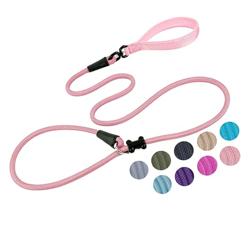 Retrieverleine, Hundeleine, starkes Nylonseil, Anti-Ersticken, Anti-Ziehen, Trainingsleine für kleine, mittelgroße und große Hunde, Rosa, 1,27 cm x 1,8 m von RWPQNG