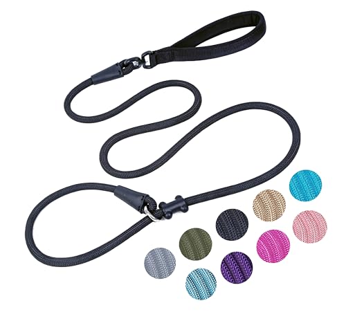 Retrieverleine, Hundeleine, starkes Nylonseil, Anti-Ersticken, Anti-Ziehen, Trainingsleine für kleine, mittelgroße und große Hunde, Schwarz, 1,27 cm x 1,8 m von RWPQNG