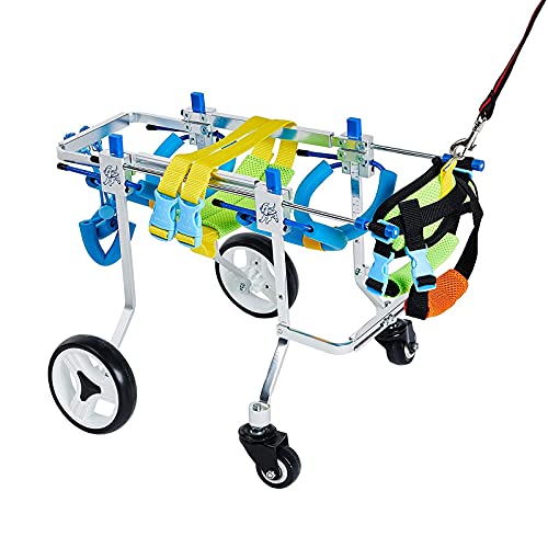 RXBD 4-Rad / 2-Rad Hunderollstuhl (Kann konvertiert Werden), einstellbare Haustierrehabilitation-Übungswagen, für Hunde- / Welpen Behinderte Hinterbeine Gehende Gewicht, leichte Montage von RXBD