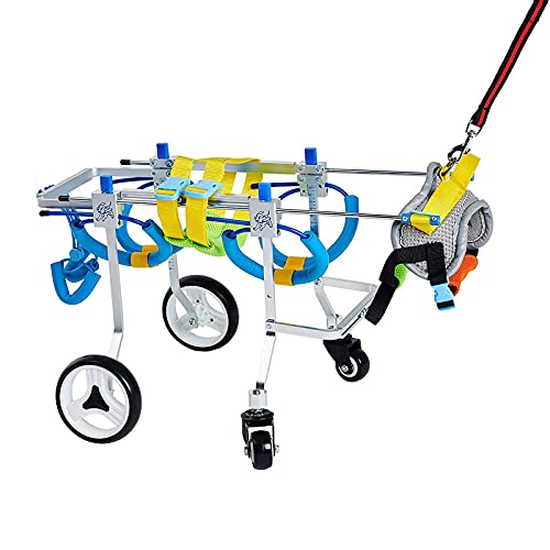 RXBD 4-Rad / 2-Rad Hunderollstuhl (Kann konvertiert Werden), einstellbare Haustierrehabilitation-Übungswagen, für Hunde- / Welpen Behinderte Hinterbeine Gehende Gewicht, leichte Montage von RXBD