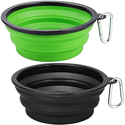 RXL Pet supplies 2 Pack Extra Large Collapsible Dog Bowls, 30 oz Foldable Dog Travel Bowls, Portable Dog Water Food Bowl with Carabiner, Pet Feeding Cup Dish for Traveling, Walking, Parking von RXL