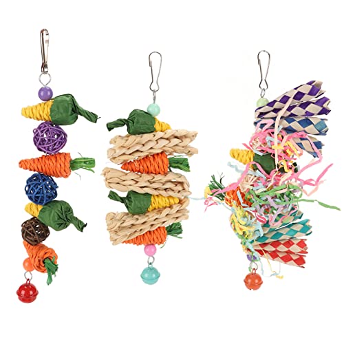 RXMORI 3 Stück Papageien-Kauspielzeug, Buntes Papageien-Futtersuchspielzeug, Sittich-Spielzeug, Karotten-Mais-Rattan-Kugeln, Geschreddertes Papier, Vogel-Hängekäfig-Spielzeug für RXMORI 3 Stück Papageien-Kauspielzeug, Buntes Papageien-Futtersuchspielzeug, Sittich-Spielzeug, Karotten-Mais-Rattan-Kugeln, Geschreddertes Papier, Vogel-Hängekäfig-Spielzeug für von RXMORI