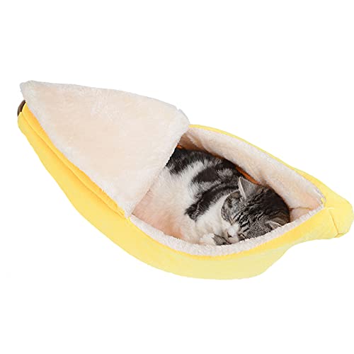 RXMORI Niedliche Bananen-Form, selbstwarmes Haustierbett, weiches süßes Plüsch-Sofa, Haustierhaus, Banane, Katzen, Hundebett, weiches Welpen-Sofa, Innen- und Außenbereich, für Haustiere von RXMORI