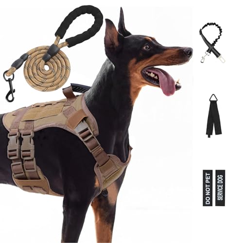 Taktisches Hundegeschirr für große Hunde, kein Ziehen, ausbruchsicher, Molle-Hundegeschirr und Leine, verstellbar, Militärdienst, Hundegeschirr mit Griff für mittelgroße und große Hunde (Schwarz, L) Taktisches Hundegeschirr für große Hunde, kein Ziehen, ausbruchsicher, Molle-Hundegeschirr und Leine, verstellbar, Militärdienst, Hundegeschirr mit Griff für mittelgroße und große Hunde (Schwarz, L) von RXVNPXI