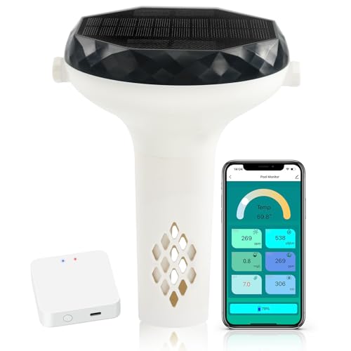 RYAKKA Solar Pooltester 7-in-1 Smart Wassertester mit WLAN-Box – pH, Chlor, Salz, EC, ORP, TDS, Temperatur – Schwimmender Solar-Wasserqualitätstester für Pool, Spa & Whirlpool RYAKKA Solar Pooltester 7-in-1 Smart Wassertester mit WLAN-Box – pH, Chlor, Salz, EC, ORP, TDS, Temperatur – Schwimmender Solar-Wasserqualitätstester für Pool, Spa & Whirlpool von RYAKKA