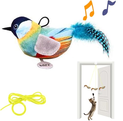 RITZ Katzenspielzeug, hängender Vogel, einziehbarer Katzen-Trailer, hängend interaktives Spielzeug für Hauskatzen, für Verfolgungsübungen, versenkbarer Katzenboot, Katzenminze, Hauskatzen (A) von RYGRZJ