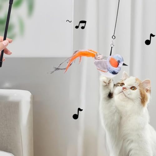 RITZ Katzenspielzeug, hängender Vogel, einziehbarer Katzen-Trailer, hängend interaktives Spielzeug für Hauskatzen, für Verfolgungsübungen, versenkbarer Katzenboot, Katzenminze, Hauskatzen (E) von RYGRZJ