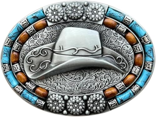 Gürtelschnallen for Herren, Gürtelschnallenersatz, Western-Cowboy-Gürtelschnallen, 1 Stück, Macho-Cowboy-Gürtelschnalle mit Gravur im Cowboyhut-Stil, Vintage-Silber/Bronze(Silver) von RYRYR