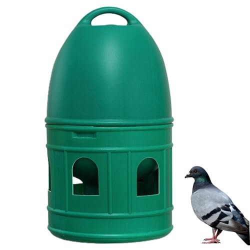 Taubenfutterhaus, fenstergrün, 5 l, wetterbeständiger Vogeltränke aus PP mit Mehreren Futteröffnungen, auslaufsicherer hängender Vogelspender mit flachem Boden, for drinnen und draußen Taubenfutterhaus, fenstergrün, 5 l, wetterbeständiger Vogeltränke aus PP mit Mehreren Futteröffnungen, auslaufsicherer hängender Vogelspender mit flachem Boden, for drinnen und draußen von RYRYR