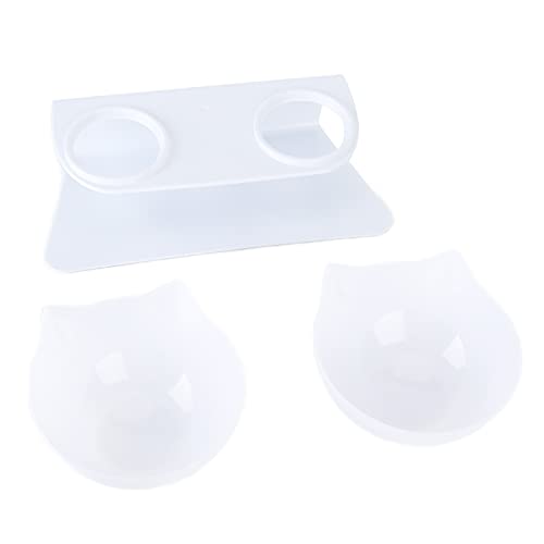 RYTTGOP Erhöhte Hundenäpfe, Hundenäpfe, erhöhter Stahlrahmen, Hundefutterstation, luftdichte Aufbewahrung von Tierfutter, hält zu Hause, beim Camping (Weiß) von RYTTGOP