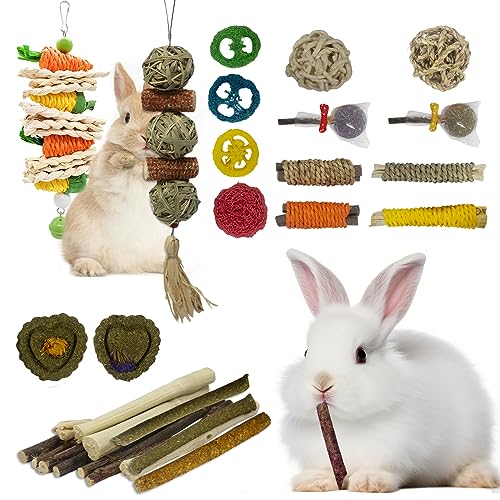RZMZBY 19er Kaninchen Spielzeug, Kaninchen Spielzeug beschäftigung,Hamster Spielzeug,für Häschen Chinchilla Hamster Meerschweinchen Rennmäuse Zahnpflege von RZMZBY