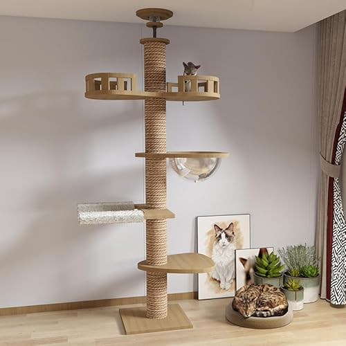 Boden bis zur Decke Kratzbaum, hölzerne große Katze Baum Dichte Board Katze Klettergerüst für Indoor-Katzen (B) von Rablue