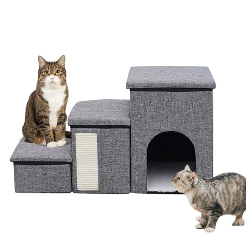 XL Hundetreppe Bett, 90 L x 35 B x 43 H cm, Faltbare Hundetreppe mit breiteren Stufen, 3 Stufen für Hunde, Couch und Bett, große Wohnung, Stauraum, Haustiertreppe für Katzen, ältere/große Hunde von Rablue