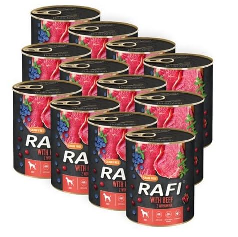 12x800g Rafi mit Rindfleisch Dosen Nassfutter Hundefutter NEU von Rafi