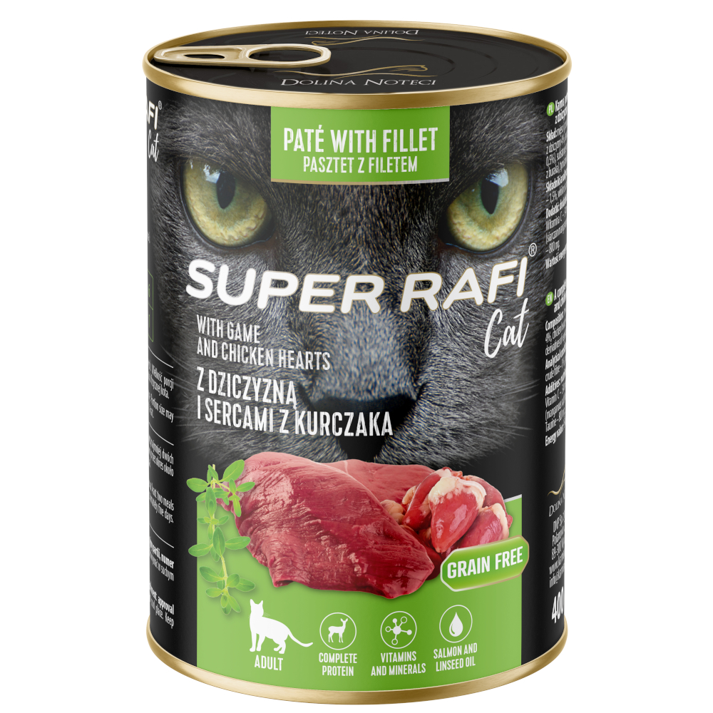 Rafi Cat Super 12 x 400 g - Wild- und Hühnerherzen von Rafi