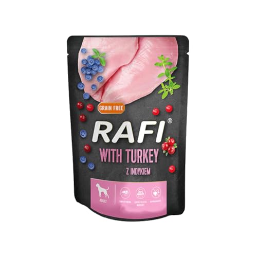 Rafi Hundenassfutter im Beutel 300g Pute | Nassfutter für Erwachsene | Vollwertiges Protein mit hoher Verdaulichkeit | Futter für EIN glänzendes Fell | Ohne Getreidezusatz Rafi Hundenassfutter im Beutel 300g Pute | Nassfutter für Erwachsene | Vollwertiges Protein mit hoher Verdaulichkeit | Futter für EIN glänzendes Fell | Ohne Getreidezusatz von Rafi