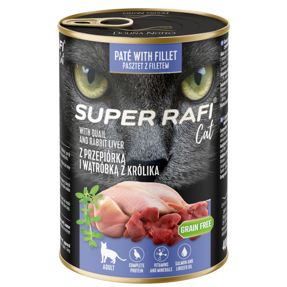 Sparpaket Rafi Cat Super 24 x 400 g - Wachtel- und Kaninchenleber von Rafi