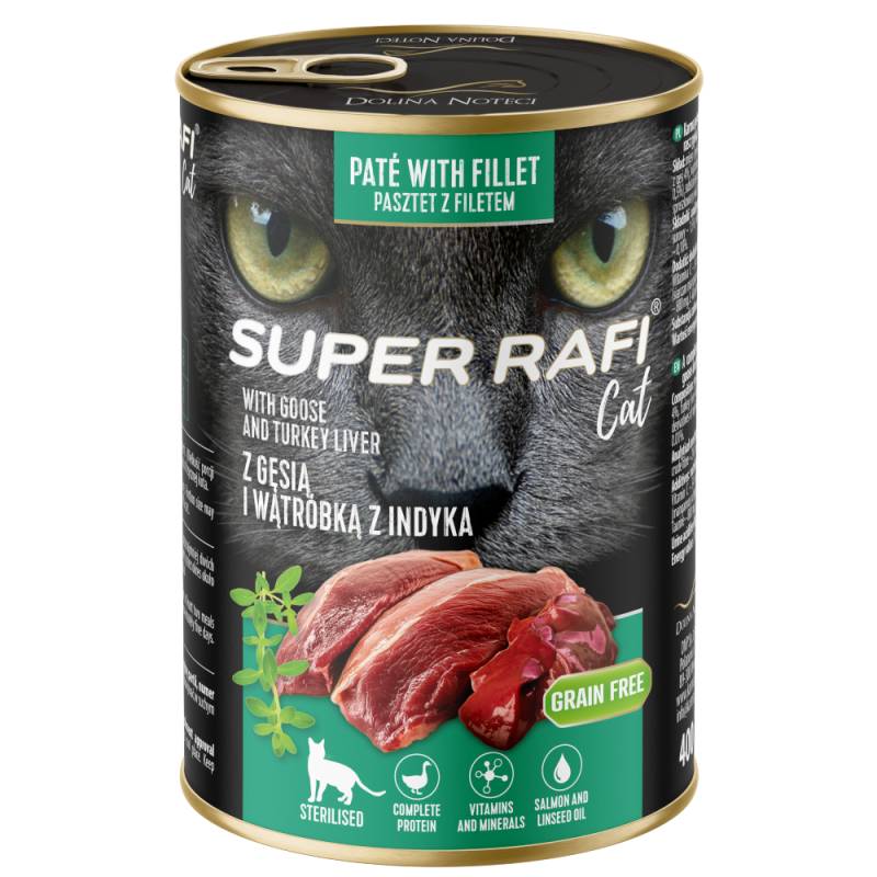 Sparpaket Super Rafi Sterilised Cat 24 x 400 g - Gans & Truthahnleber von Rafi