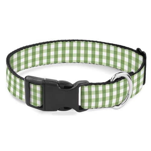Halsband für Haustiere, Gingham-Muster, Schnellverschluss-Schnalle, verstellbar, für weibliche und männliche Welpen, Grün / Weiß Halsband für Haustiere, Gingham-Muster, Schnellverschluss-Schnalle, verstellbar, für weibliche und männliche Welpen, Grün / Weiß von Raguepo