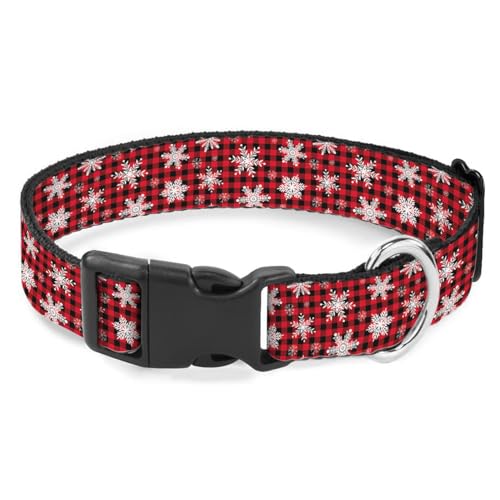 Hundehalsband, Motiv: Winter-Schneeflocke, kariert, Gingham-Muster, weich, für kleine, extra große, robuste Haustiere, Rot / Schwarz Hundehalsband, Motiv: Winter-Schneeflocke, kariert, Gingham-Muster, weich, für kleine, extra große, robuste Haustiere, Rot / Schwarz von Raguepo