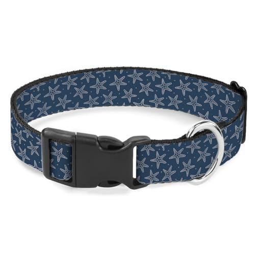 Hundehalsband, Seestern, Seestern, Hund, Schnellverschluss-Schnalle, verstellbar, für weibliche und männliche Welpen, Marineblau Hundehalsband, Seestern, Seestern, Hund, Schnellverschluss-Schnalle, verstellbar, für weibliche und männliche Welpen, Marineblau von Raguepo