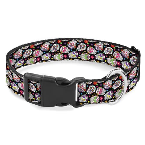 Hundehalsband mit Totenkopf-Motiv, Halloween, Skelett, Tag der Toten, weich, verstellbar, für kleine, mittelgroße und große Hunde, Katzen, Haustiere Hundehalsband mit Totenkopf-Motiv, Halloween, Skelett, Tag der Toten, weich, verstellbar, für kleine, mittelgroße und große Hunde, Katzen, Haustiere von Raguepo