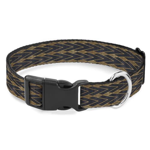 Hundehalsband mit gewellten Streifen, für kleine, mittelgroße und große Hunde, weiche, verstellbare Schnalle, Schwarz / Gold Hundehalsband mit gewellten Streifen, für kleine, mittelgroße und große Hunde, weiche, verstellbare Schnalle, Schwarz / Gold von Raguepo