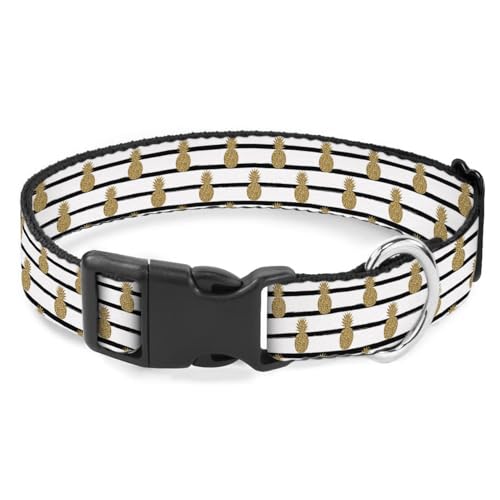 Hundehalsband mit goldfarbenem Ananas, schwarz-weiß gestreift, Haustier-Umhängeband für kleine, mittelgroße und große Hunde, weiche, verstellbare Schnalle Hundehalsband mit goldfarbenem Ananas, schwarz-weiß gestreift, Haustier-Umhängeband für kleine, mittelgroße und große Hunde, weiche, verstellbare Schnalle von Raguepo